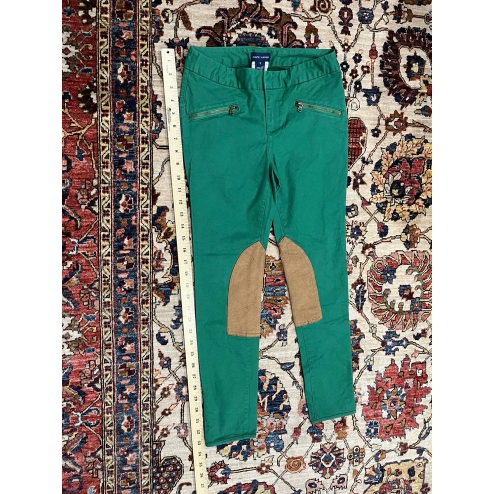 Young Kids Polo Ralph Lauren Kelly green Equestrian Style Suede Jeans Size 12